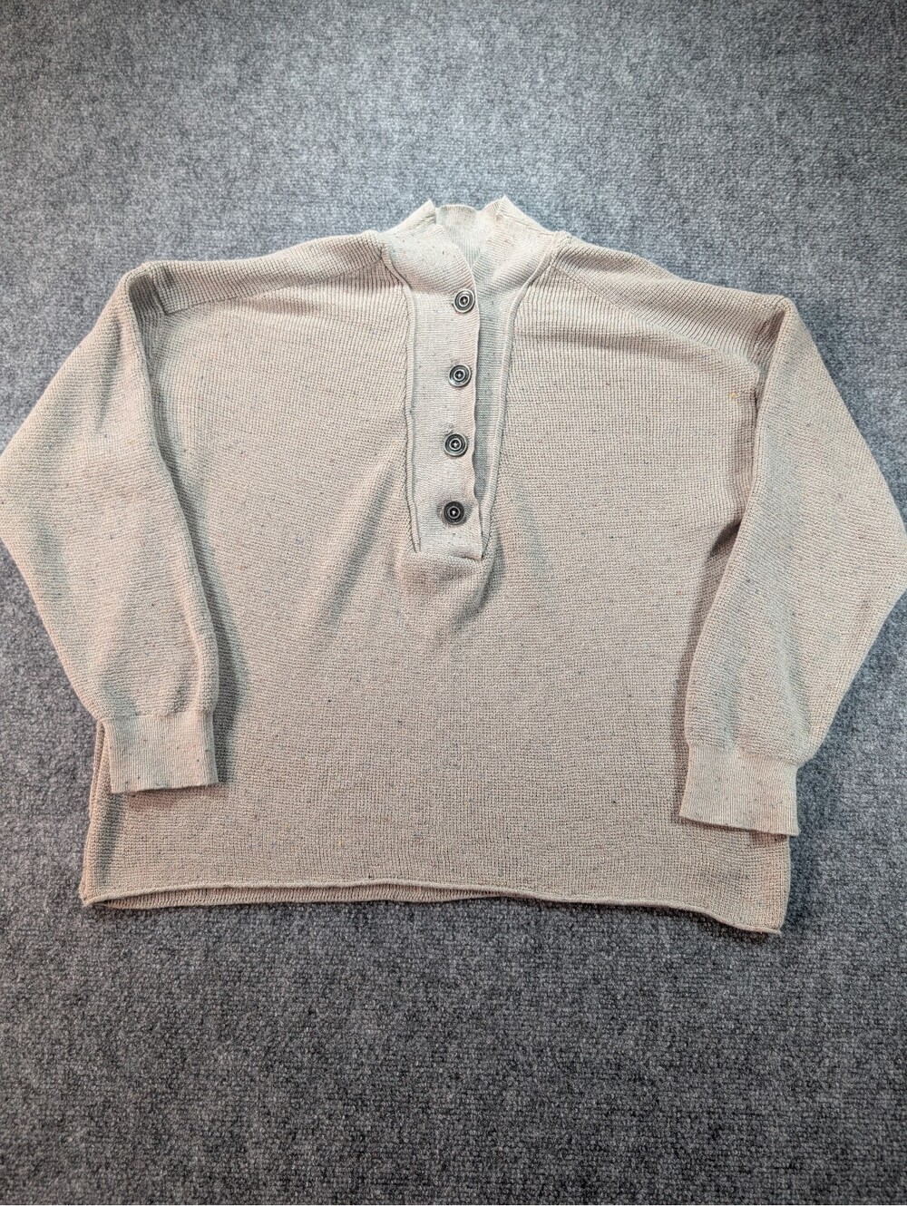 Daily Practice by Anthropologie Medium Granola Fisherman Flecked Henley Sweater